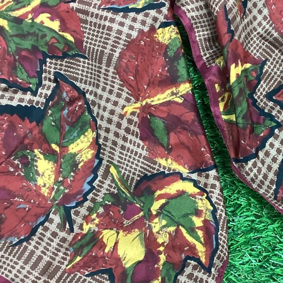 Oscar De La Renta Vintage 100% Silk Fall Autumn Scarf - Picture 4 of 10